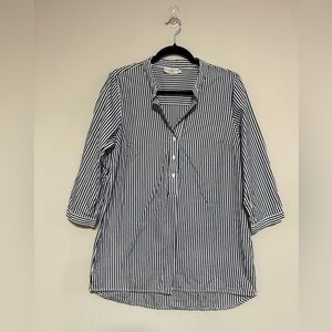 Harshman Derrington Stripe Cotton Tunic Top Size Small Classic Preppy Coastal